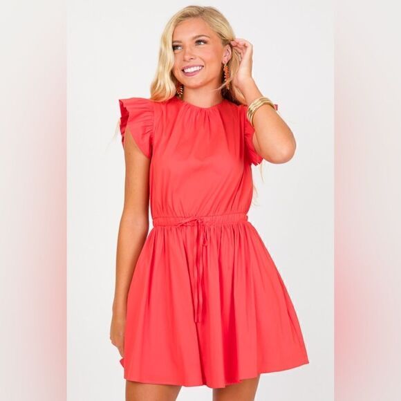 Strut & Bolt Orange Ruffle Cecile Dress - Picture 1 of 11